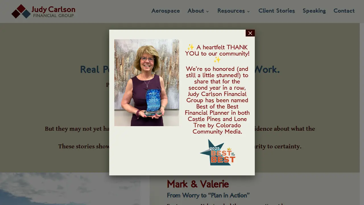 Judy Carlson Financial Group page