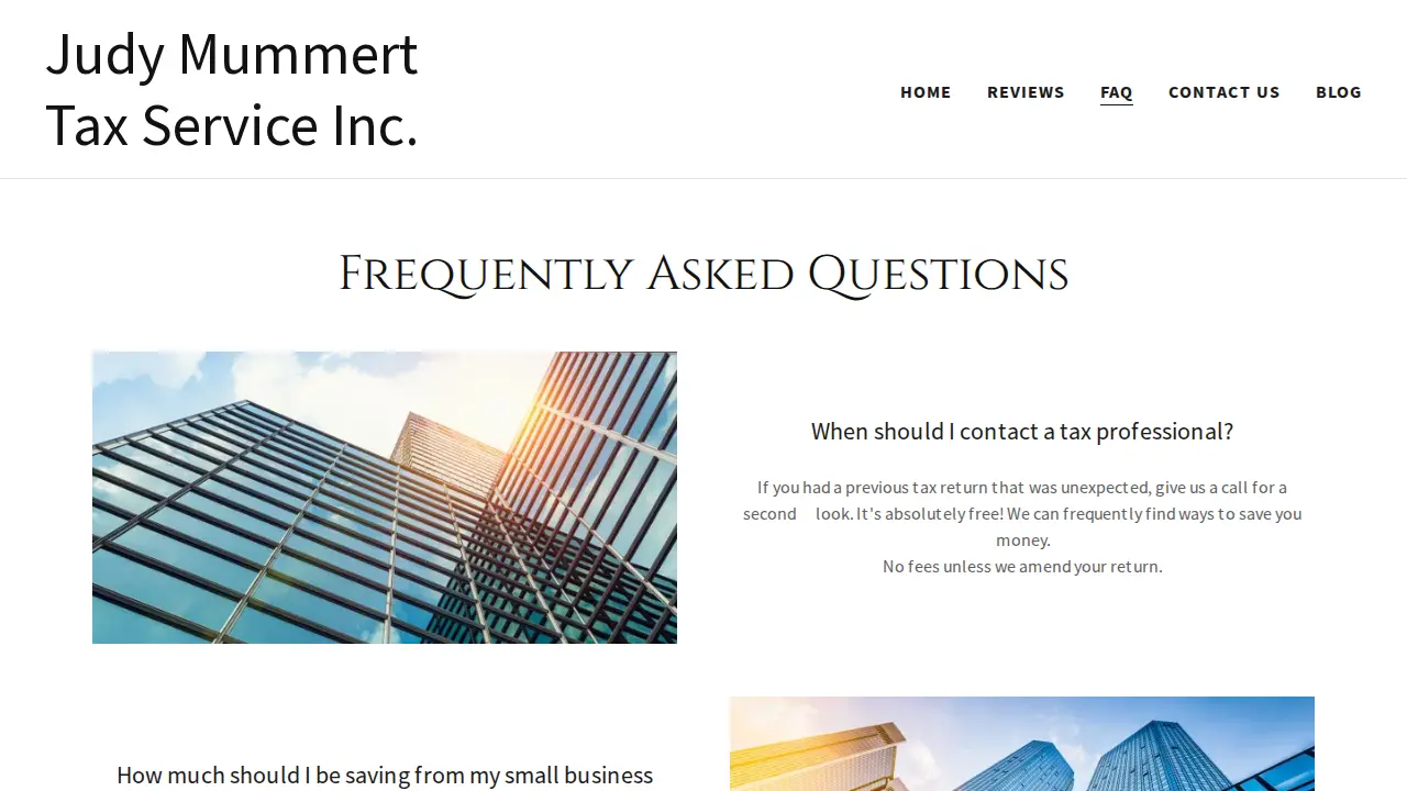 Judy Mummert Tax Service page
