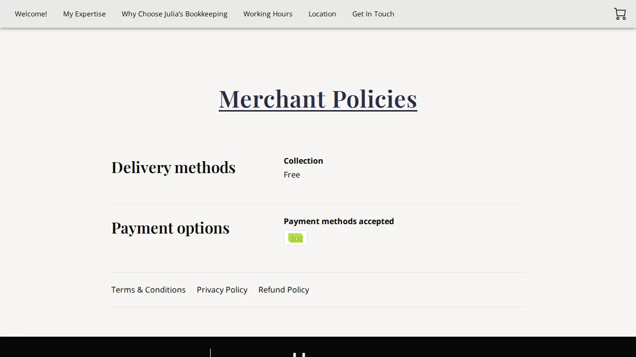 Julia’s Bookkeeping page