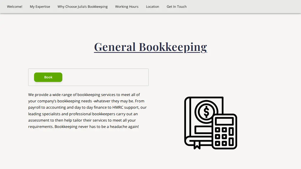 Julia’s Bookkeeping page