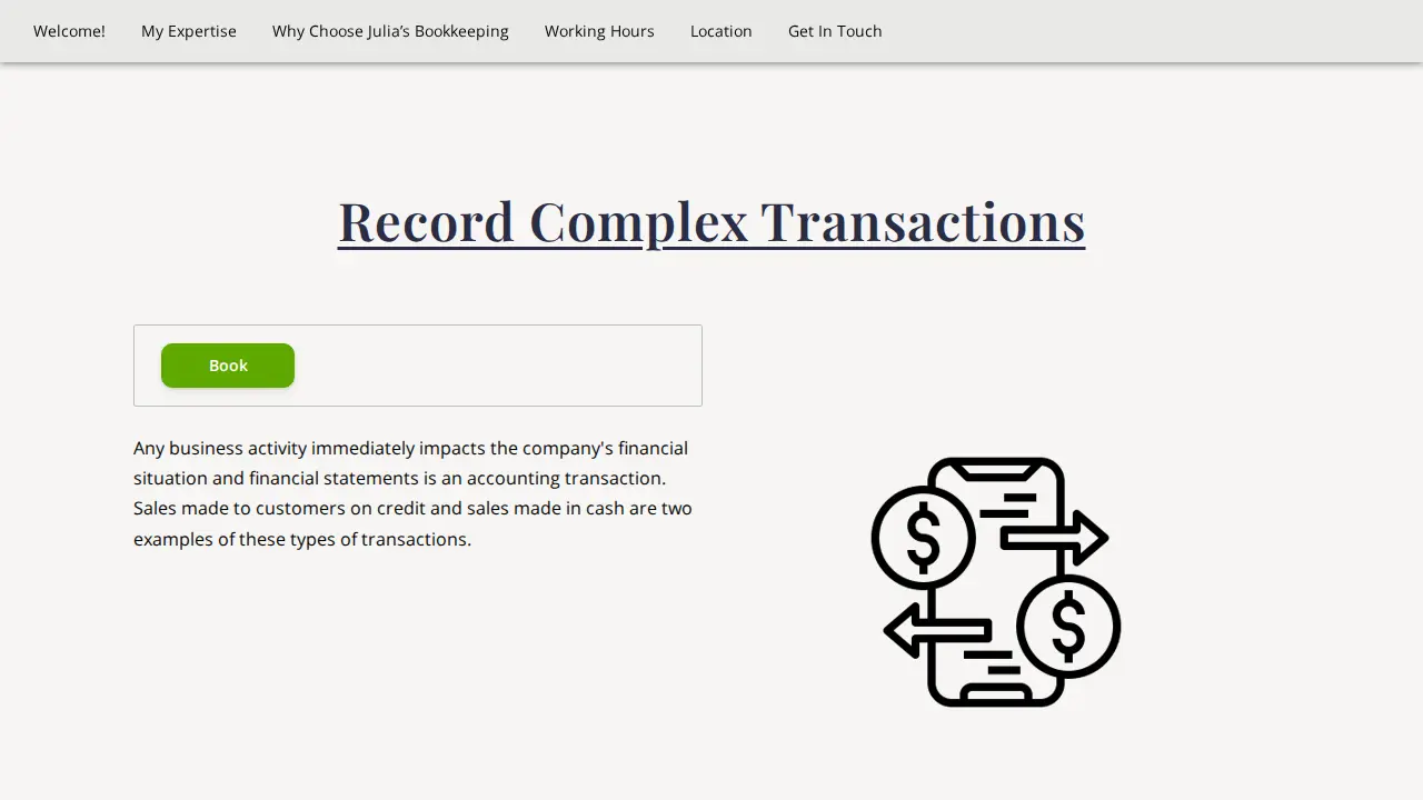 Julia’s Bookkeeping page