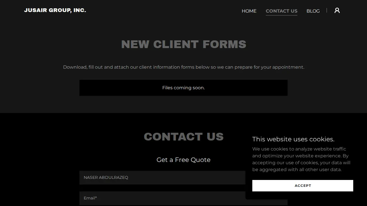 JUSAIR GROUP, INC Accounting and Tax Services page