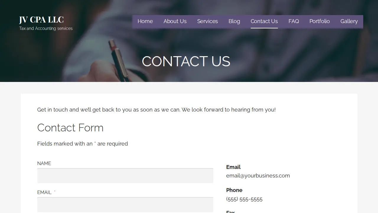 JV CPA LLC page