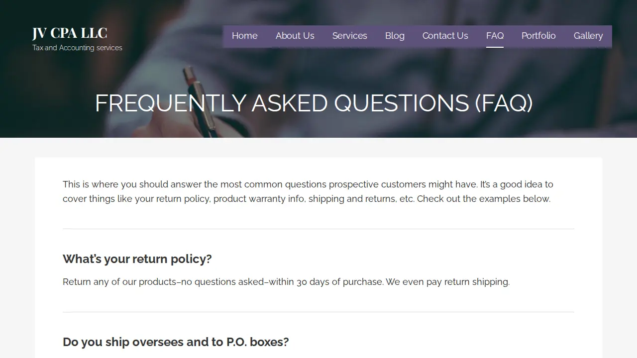 JV CPA LLC page