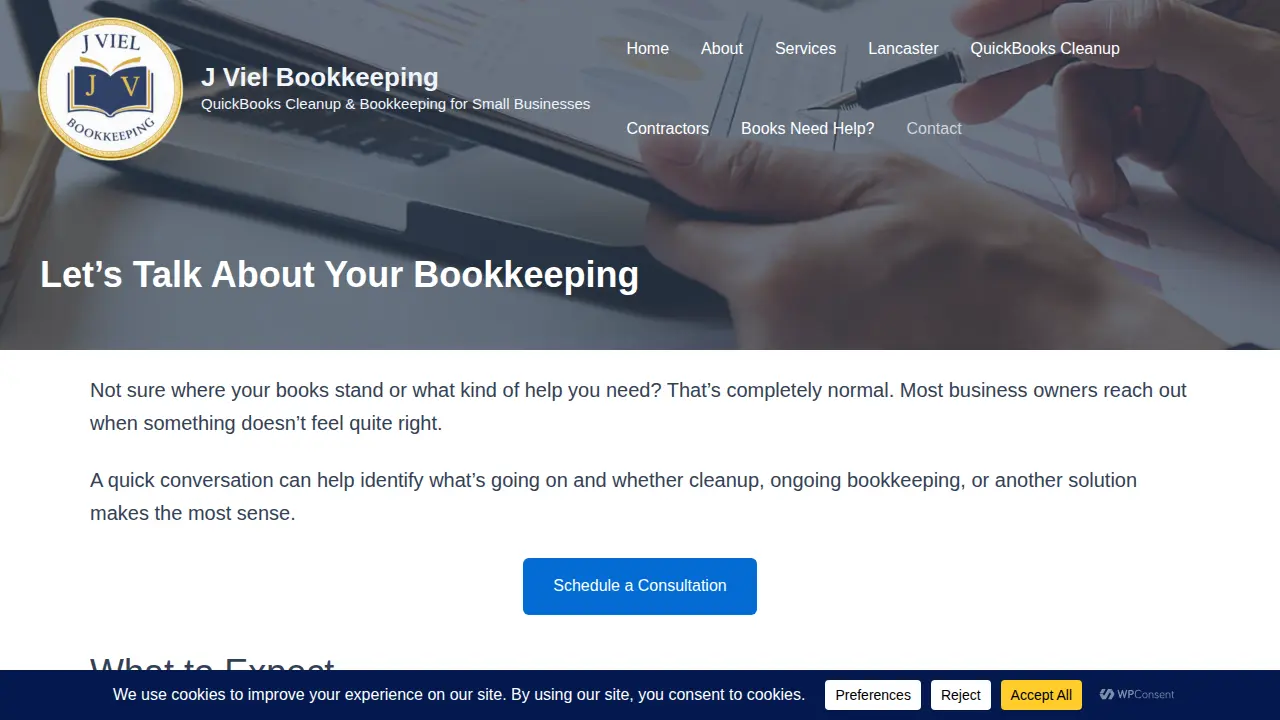 J Viel Bookkeeping page