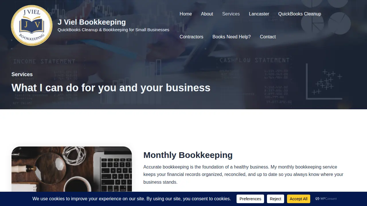 J Viel Bookkeeping page