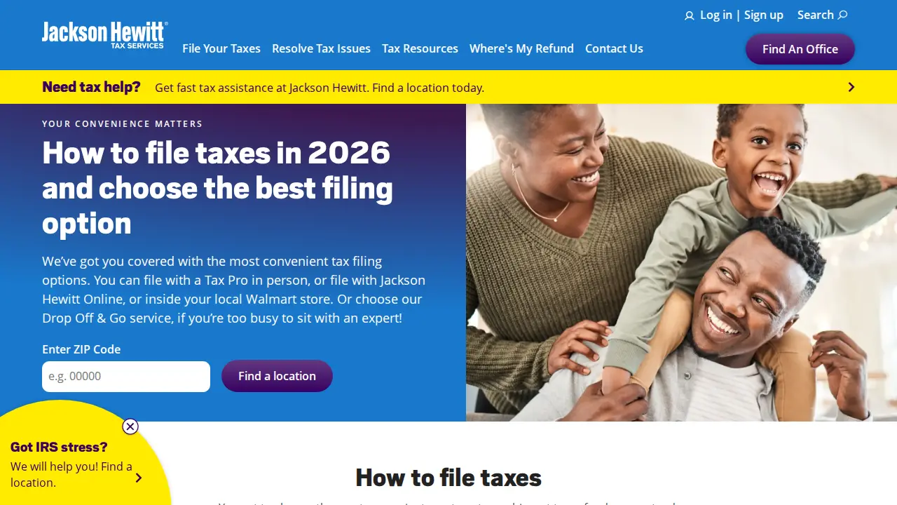 Jackson Hewitt Tax Service page