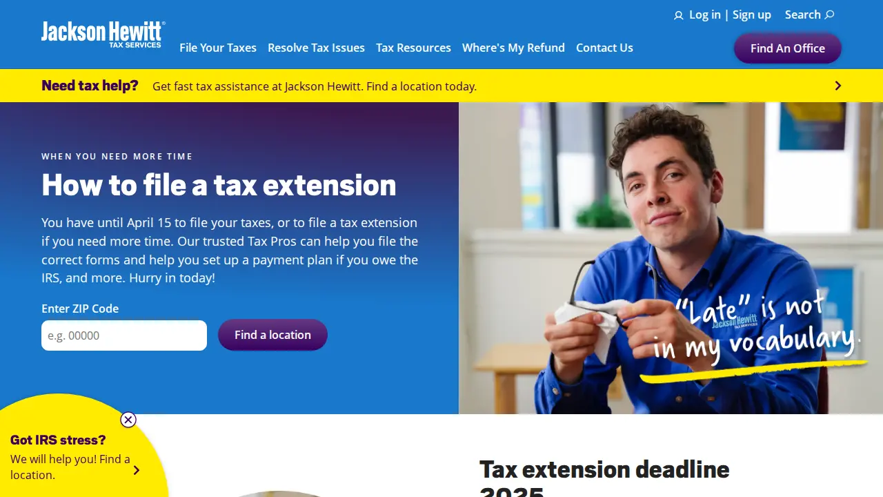 Jackson Hewitt Tax Service page