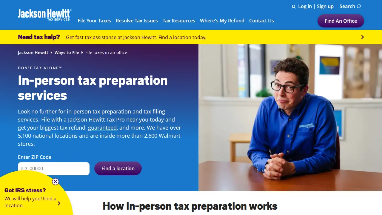 Jackson Hewitt Tax Service page