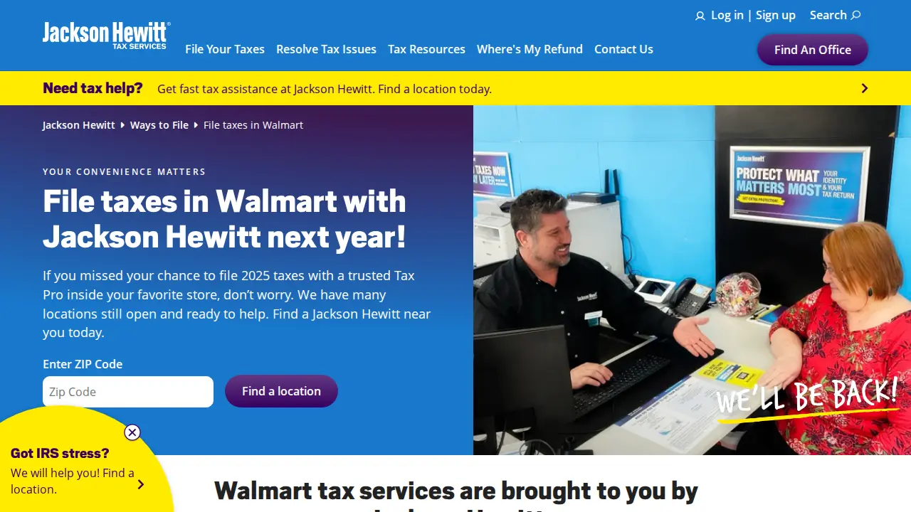 Jackson Hewitt Tax Service page