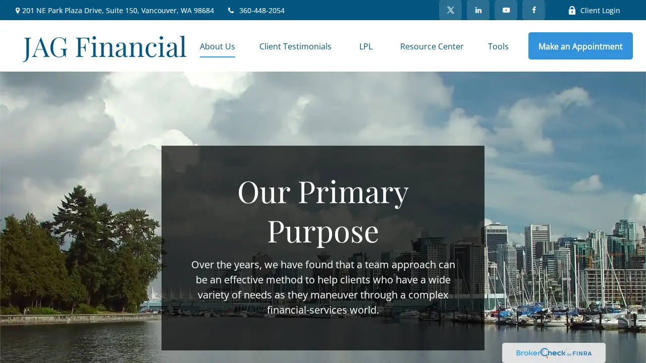 JAG Financial page