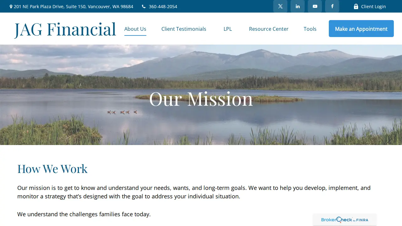 JAG Financial page