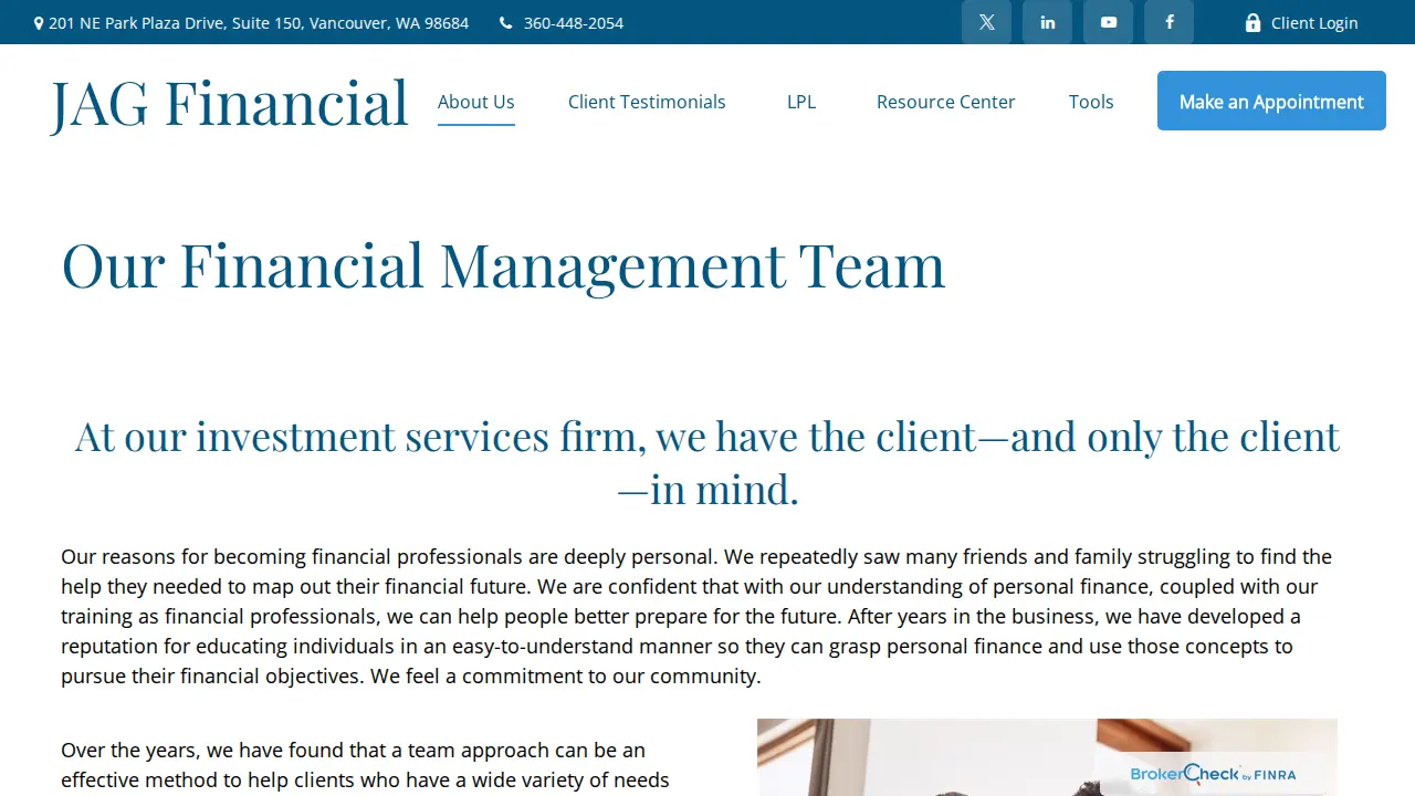 JAG Financial page