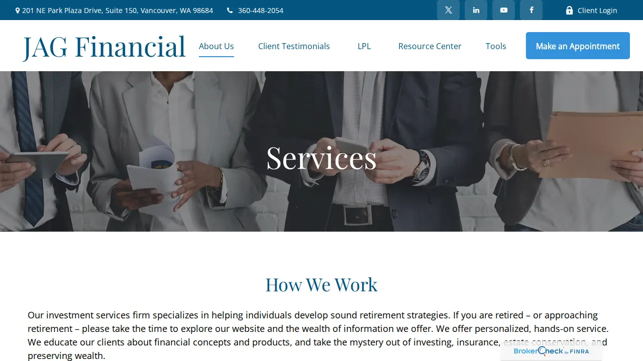 JAG Financial page