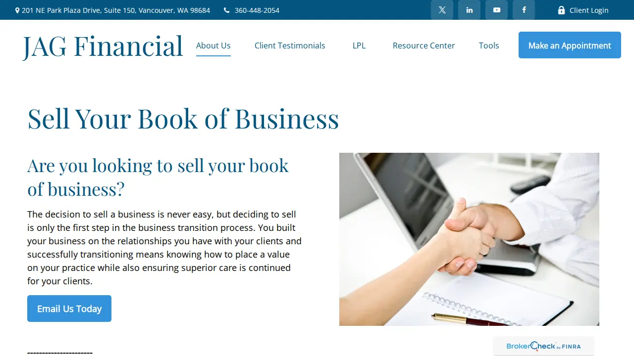 JAG Financial page