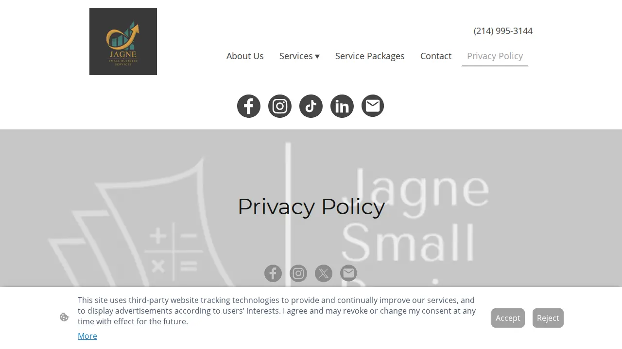 Jagne Small Business Services page