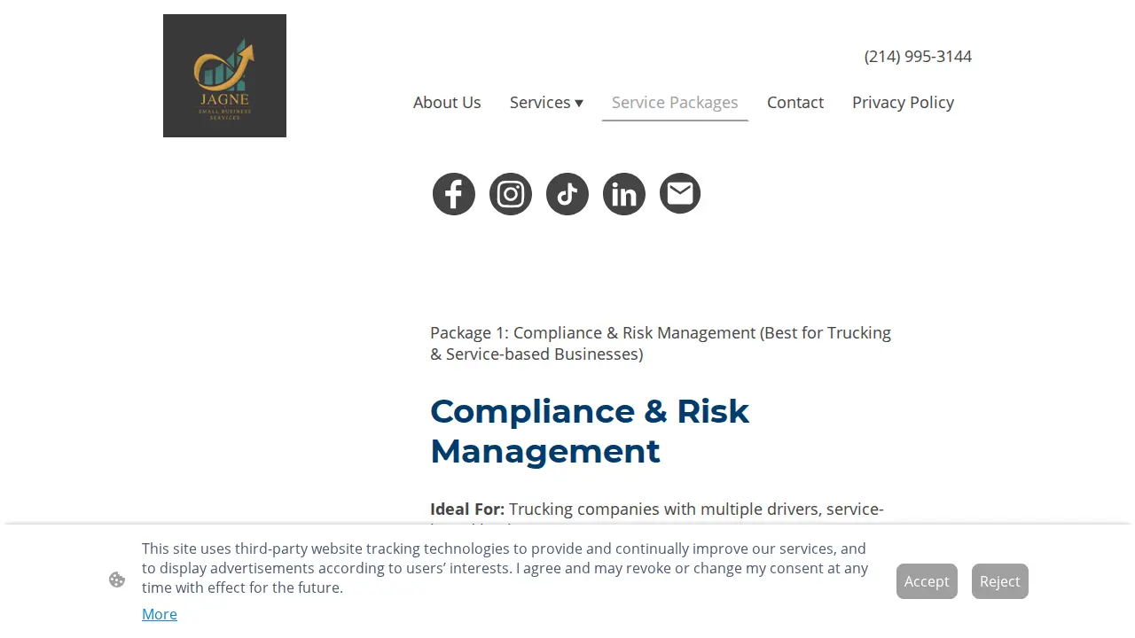 Jagne Small Business Services page