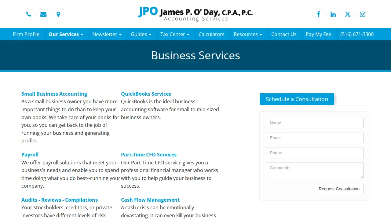 James P. O'Day, CPA, P.C. page