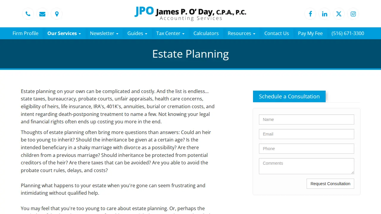 James P. O'Day, CPA, P.C. page
