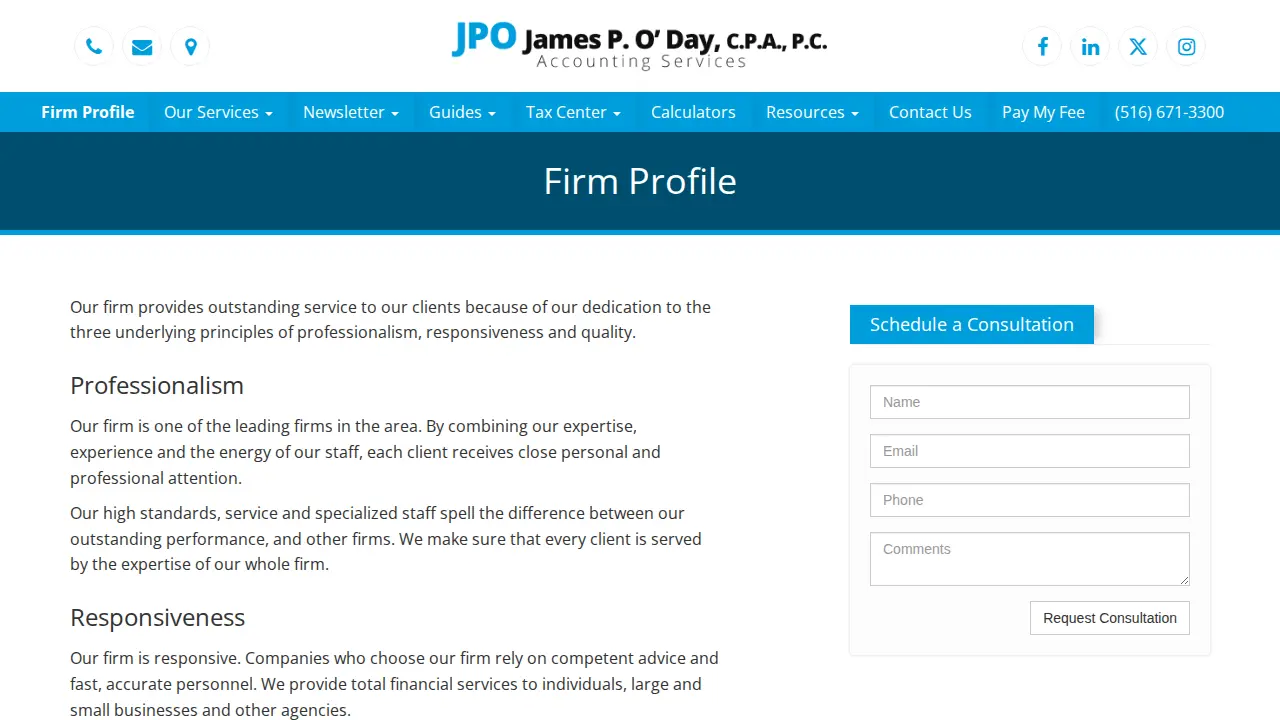 James P. O'Day, CPA, P.C. page
