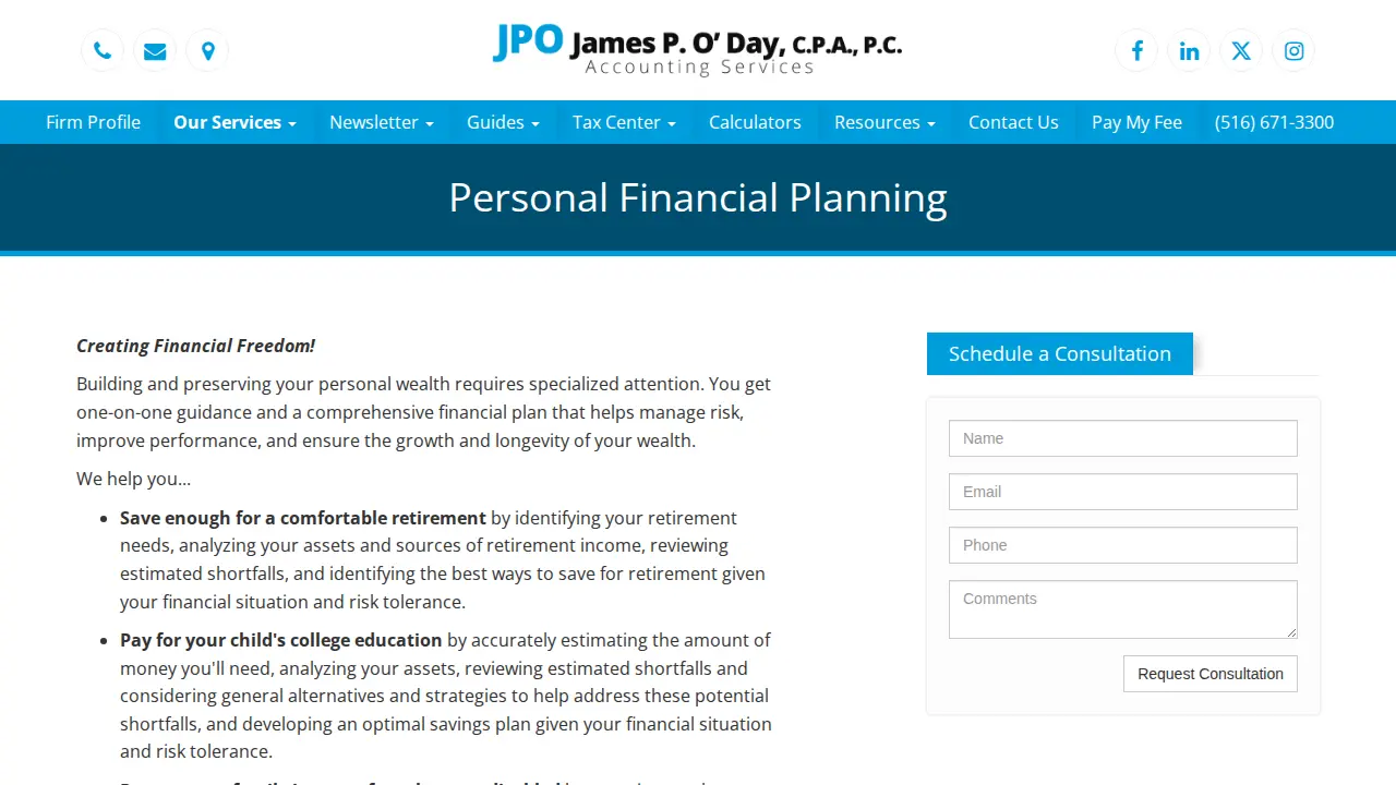 James P. O'Day, CPA, P.C. page