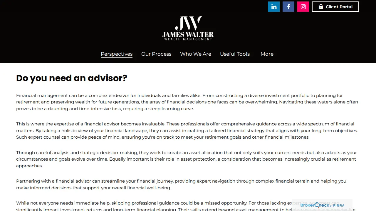 James Walter Wealth Management page