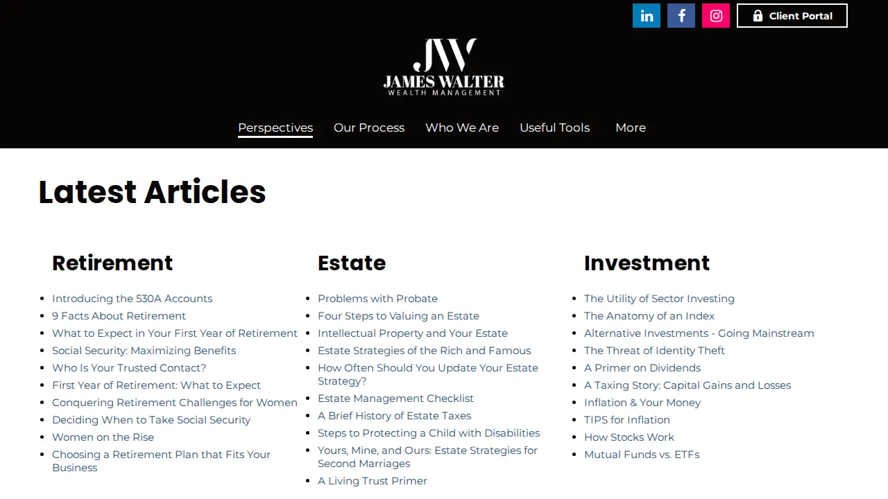 James Walter Wealth Management page