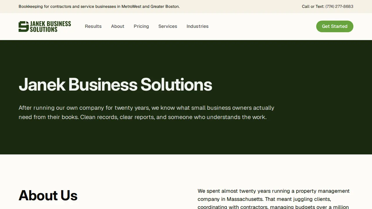 Janek Business Solutions page
