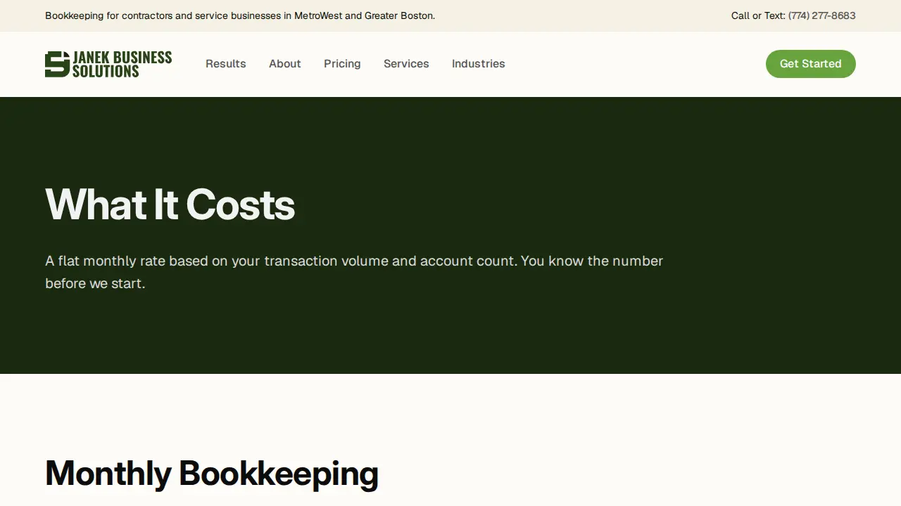 Janek Business Solutions page