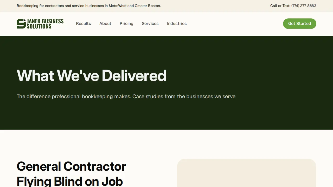 Janek Business Solutions page