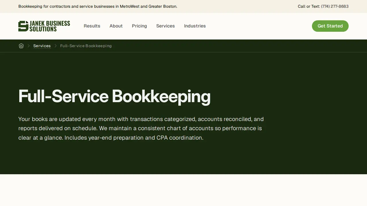 Janek Business Solutions page
