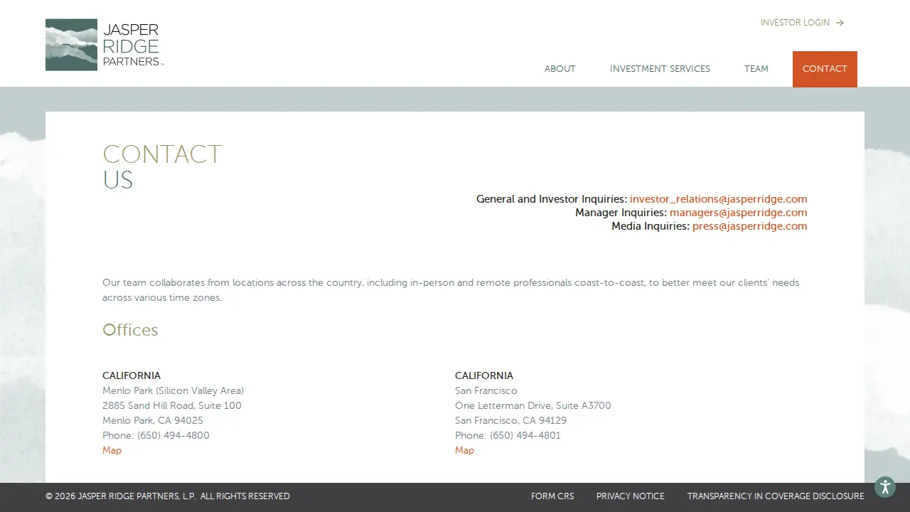 Jasper Ridge Partners page