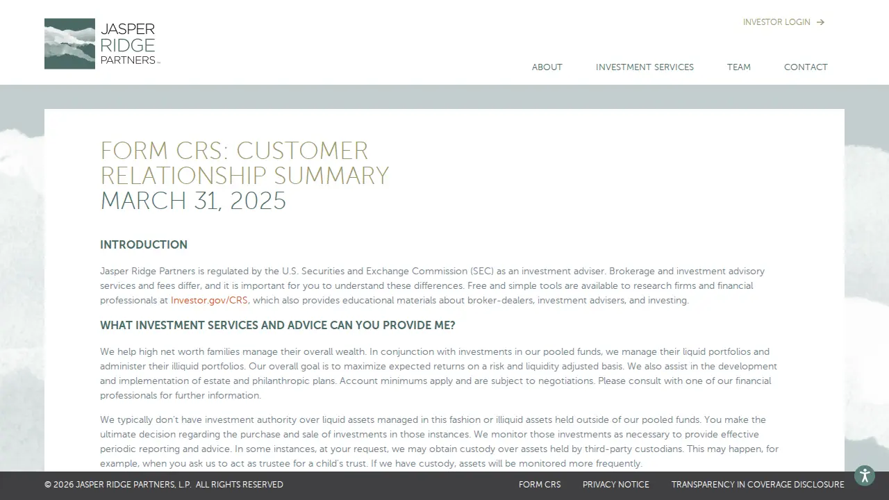 Jasper Ridge Partners page