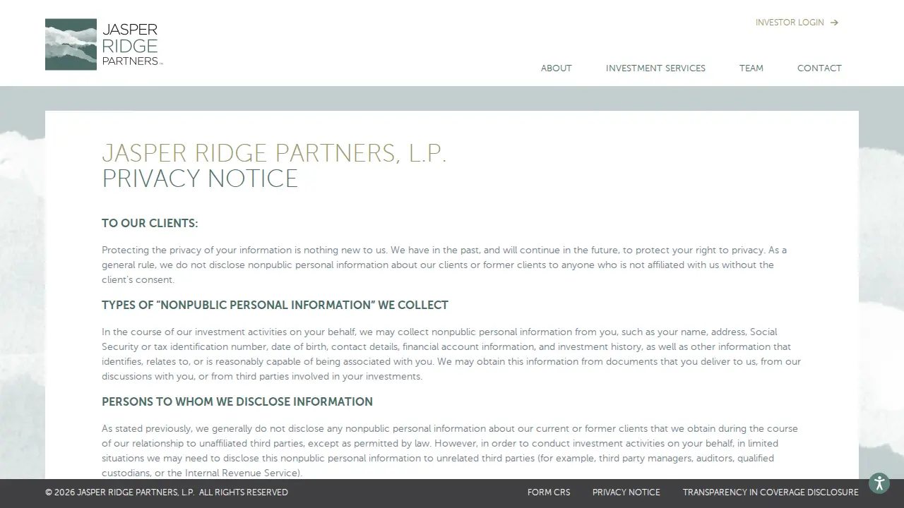 Jasper Ridge Partners page
