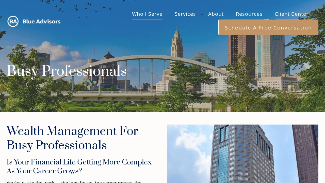 Blue Advisors page