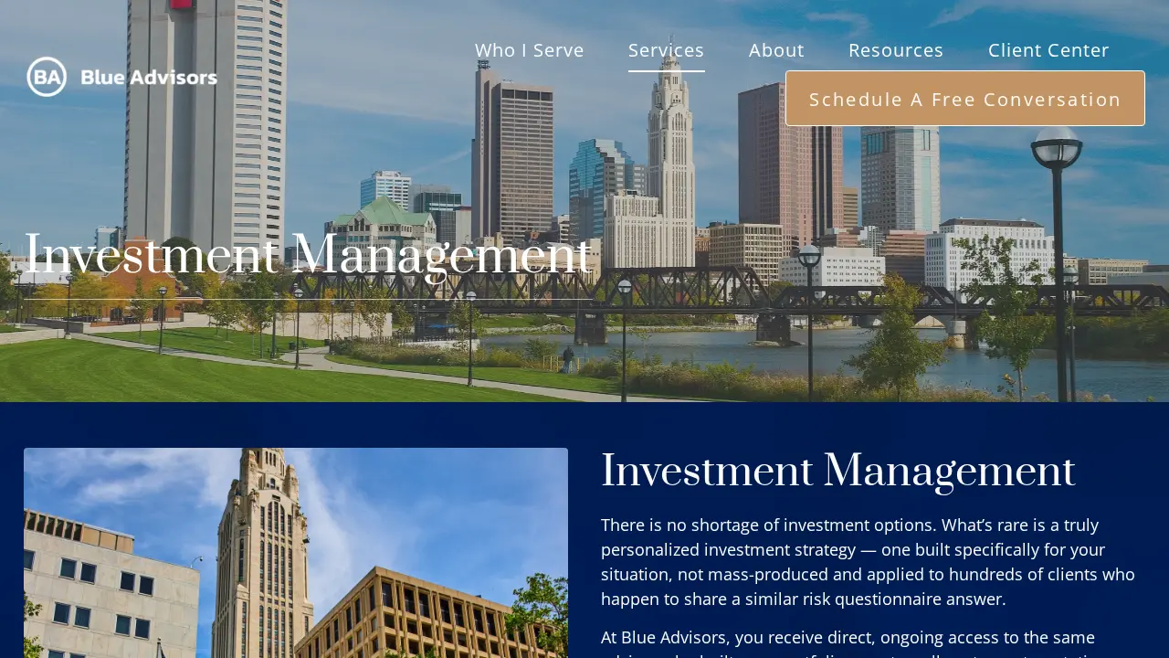 Blue Advisors page