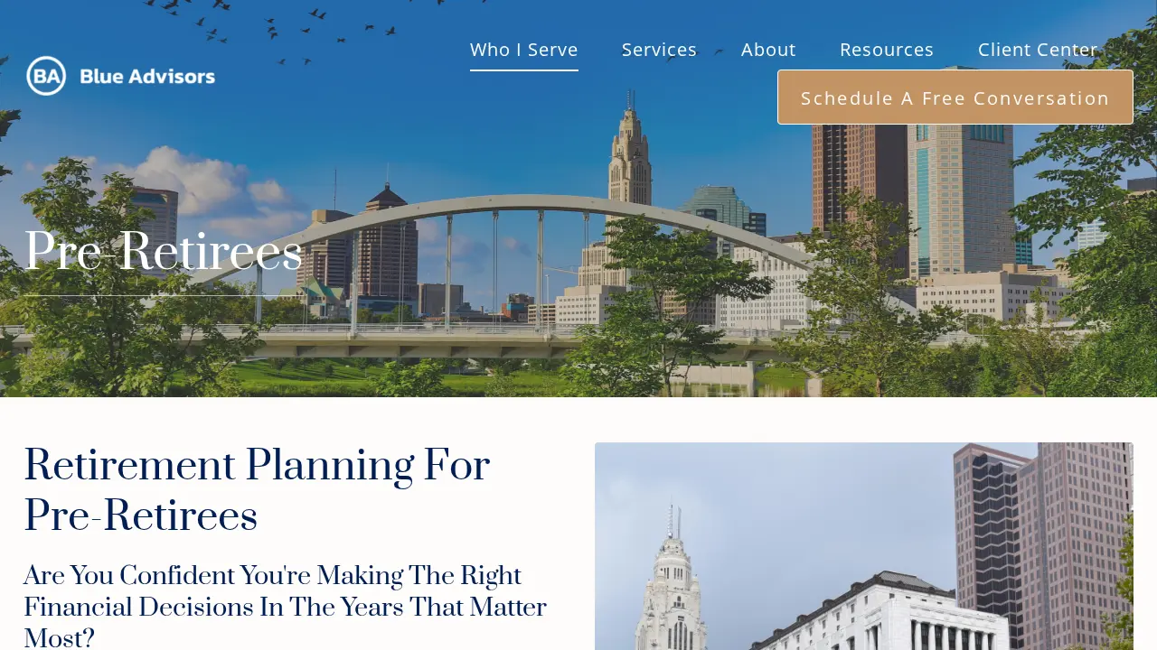 Blue Advisors page