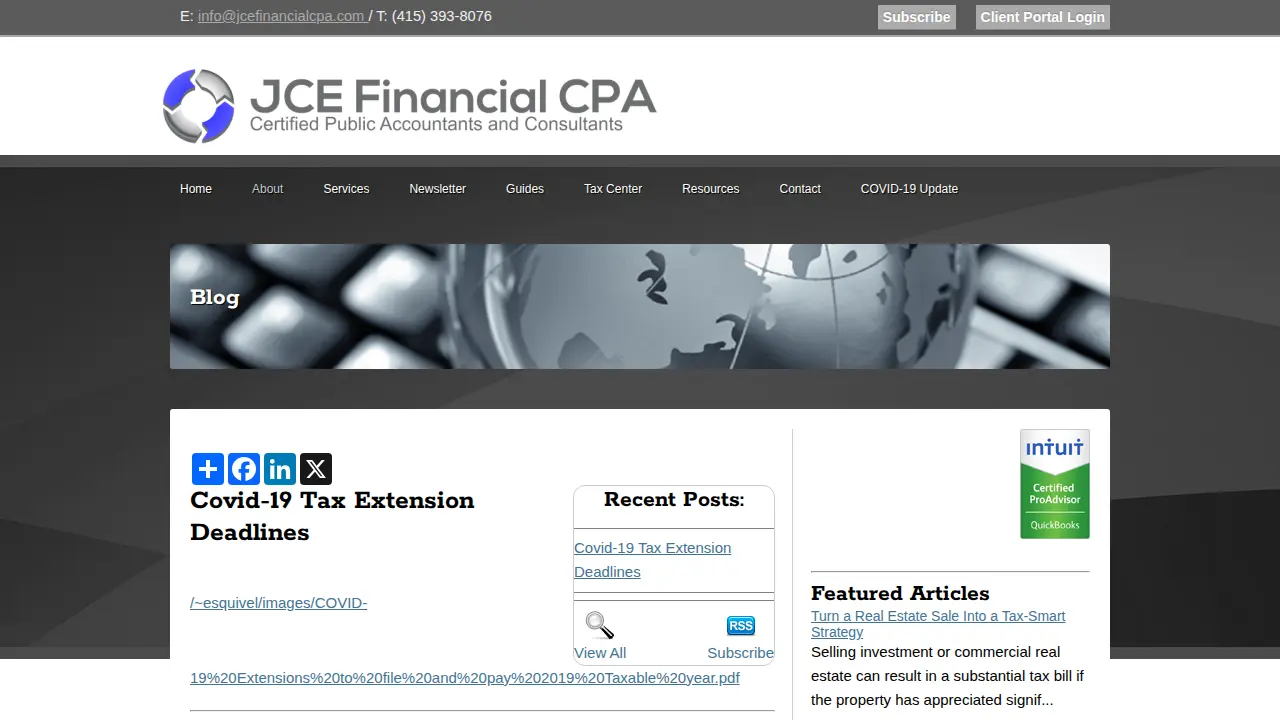 JCE Financial page