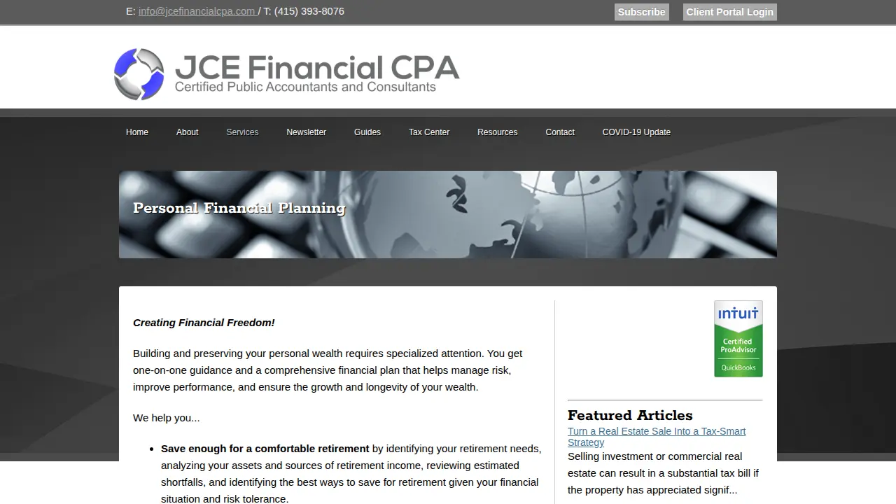 JCE Financial page