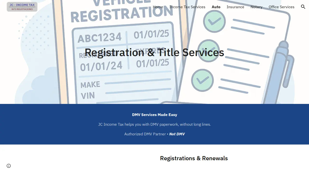 JC Income Tax and Office Services page