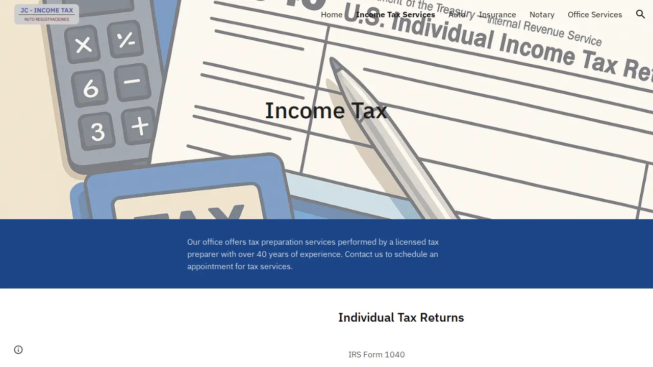 JC Income Tax and Office Services page