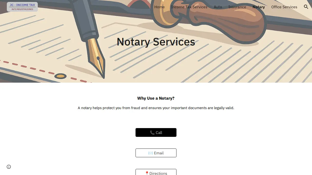 JC Income Tax and Office Services page