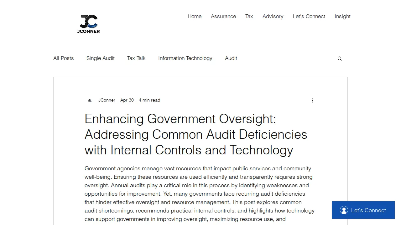 JConner | CPA - Accounting, Tax, and Advisory page