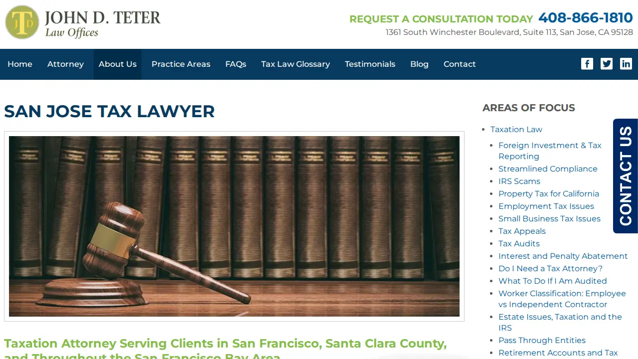 John D. Teter Law Offices page