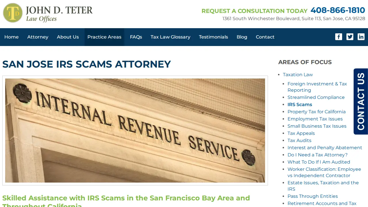 John D. Teter Law Offices page