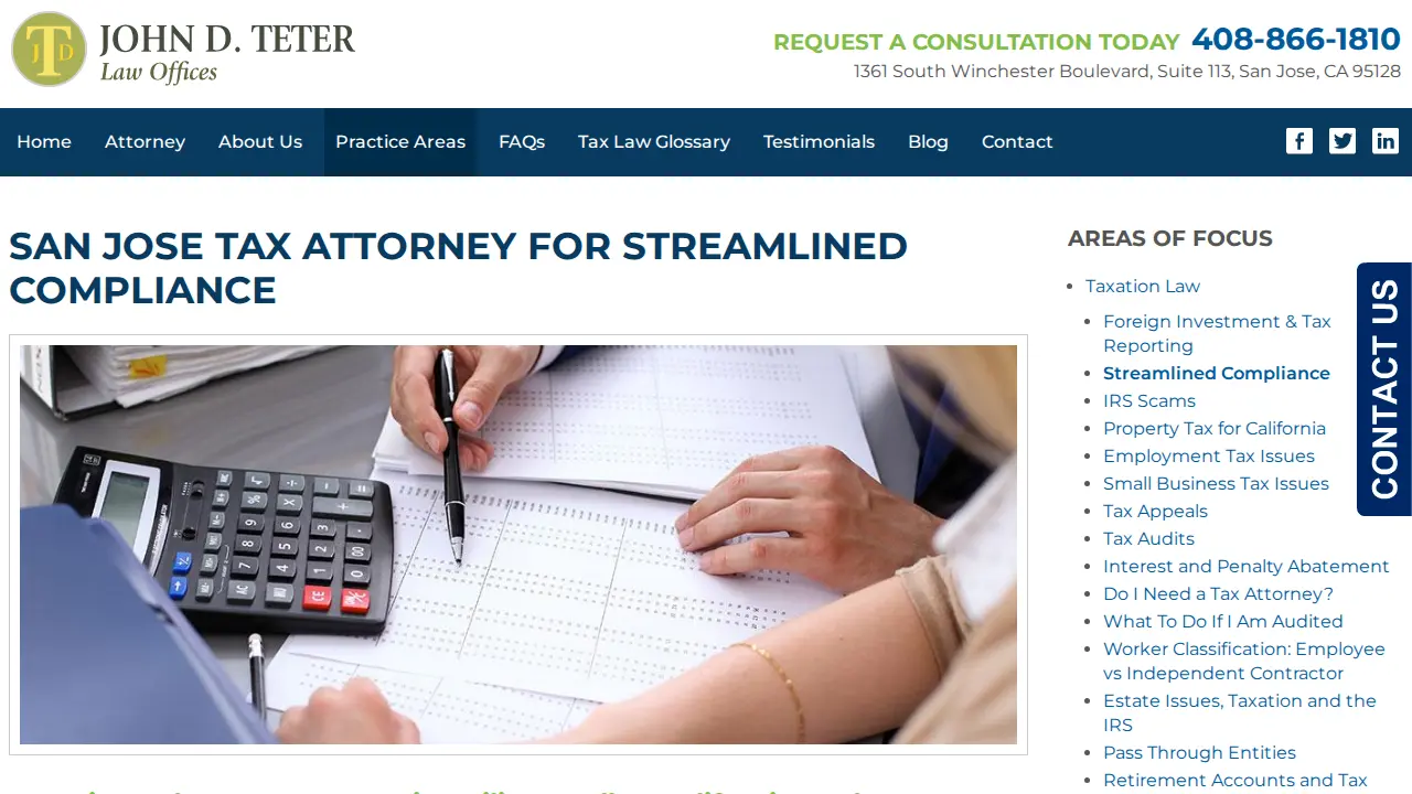 John D. Teter Law Offices page