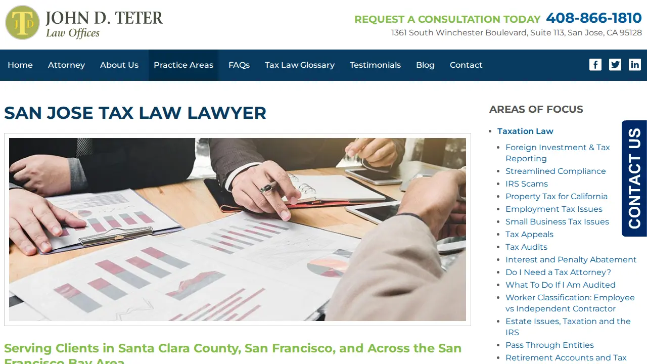 John D. Teter Law Offices page
