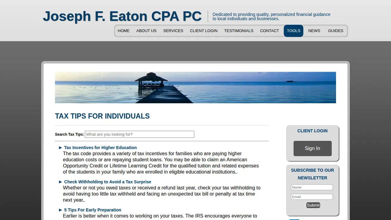Joseph F. Eaton CPA PC page