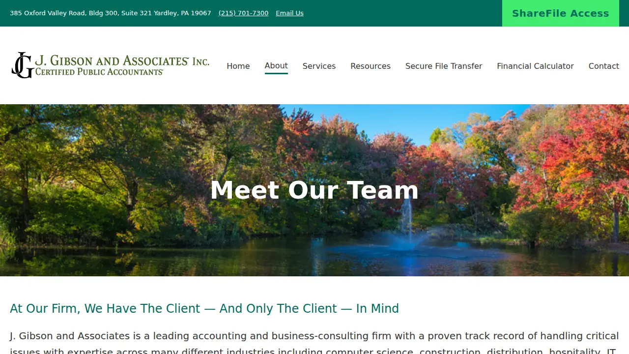 J Gibson and Associates Inc. page