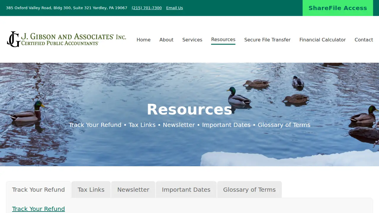 J Gibson and Associates Inc. page